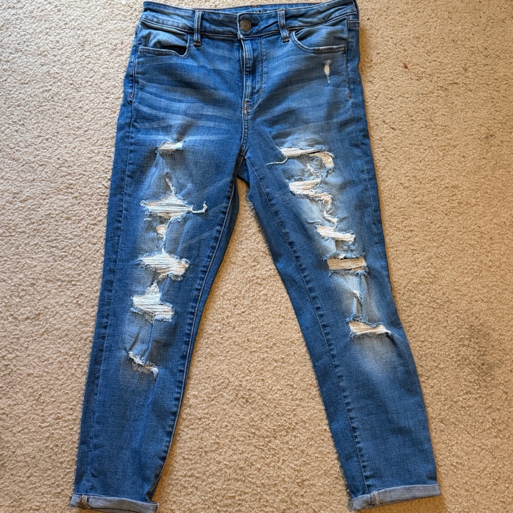 American Eagle Outfitters Ripped Blue Skinny Jeans